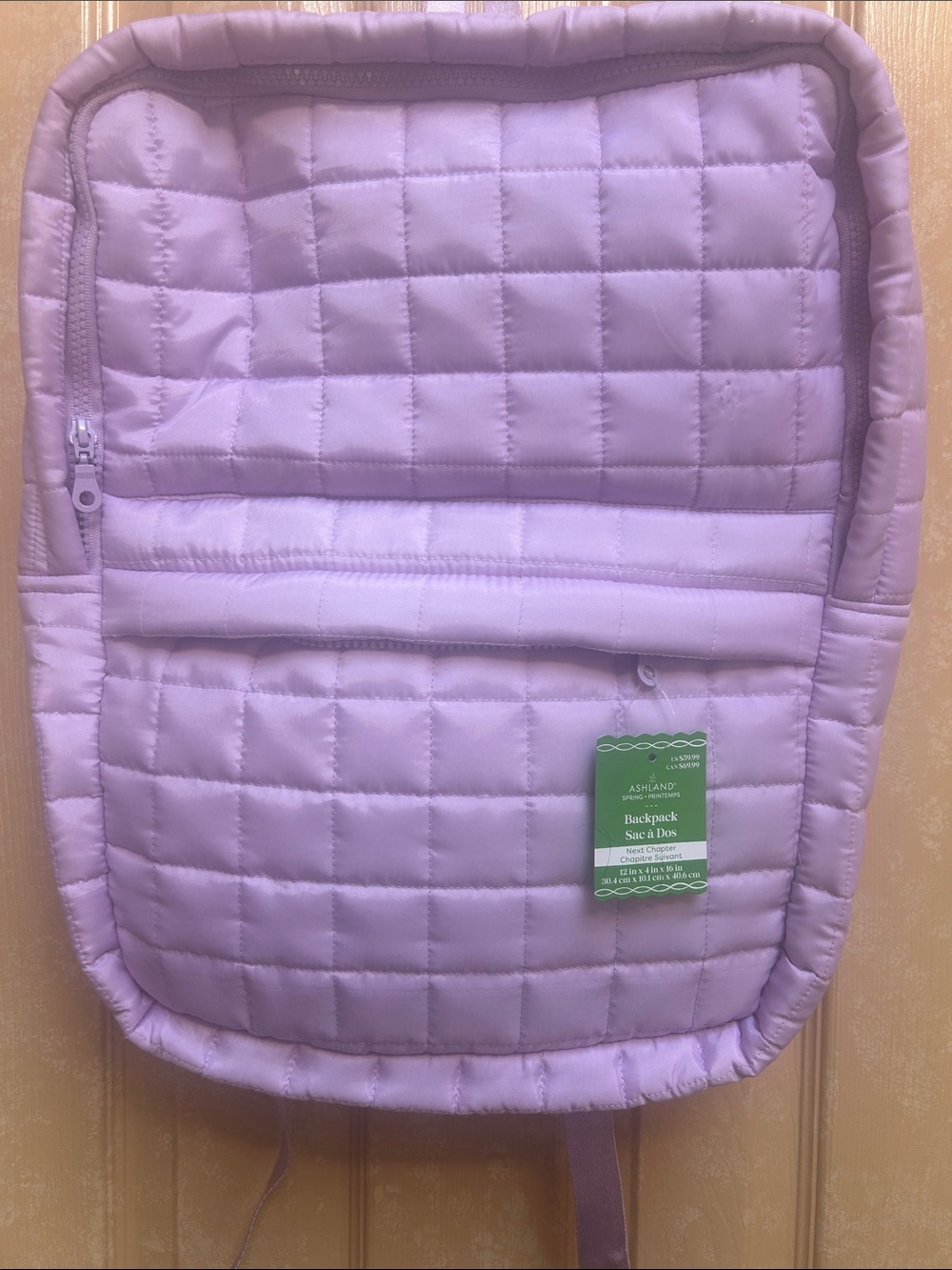 ASHLAND QUILTED LAVENDER GRID PATTERN  BACKPACK NWT